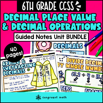 Decimal Place Value & Decimal Operations Guided Notes BUNDLE