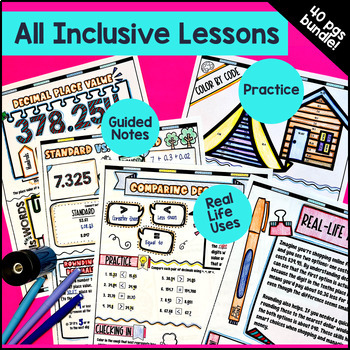 Decimal Place Value & Decimal Operations Guided Notes BUNDLE — preview page 4 of 4