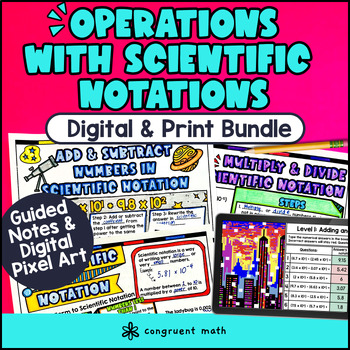 Thumbnail for Operations with Scientific Notations Digital & Print | Guided Notes Pixel Art