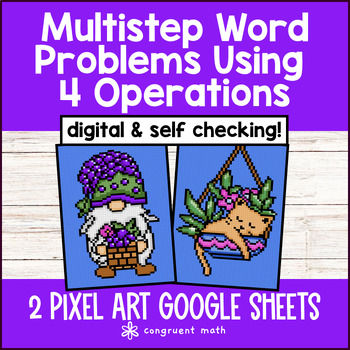 Thumbnail for 4th Grade Multi Step Word Problems 4 Operations Whole Numbers Digital Pixel Art