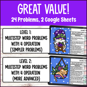 4th Grade Multi Step Word Problems 4 Operations Whole Numbers Digital Pixel Art — preview page 2 of 4