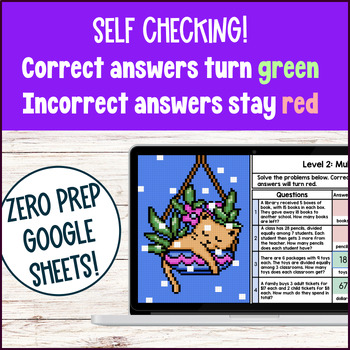 4th Grade Multi Step Word Problems 4 Operations Whole Numbers Digital Pixel Art — preview page 3 of 4