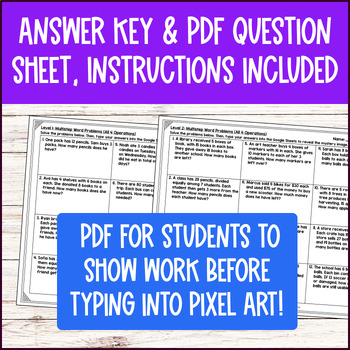 4th Grade Multi Step Word Problems 4 Operations Whole Numbers Digital Pixel Art — preview page 4 of 4