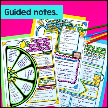 Writing Numerical Expressions Guided Notes with Doodles — preview page 2 of 4
