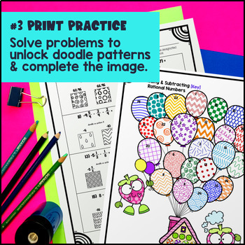 Adding Subtracting Rational Numbers Digital & Print Bundle — preview page 4 of 4