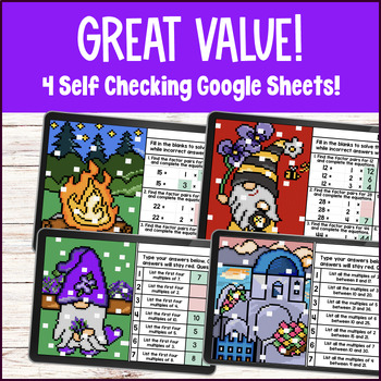 Factors and Multiples Digital Pixel Art BUNDLE Google Sheets 4th Grade 4.OA.B.4 — preview page 2 of 4