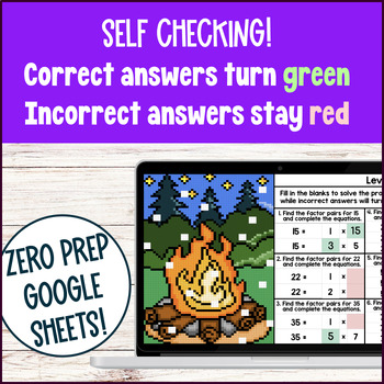 Factors and Multiples Digital Pixel Art BUNDLE Google Sheets 4th Grade 4.OA.B.4 — preview page 3 of 4