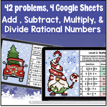 Rational Numbers Operations Digital Pixel Art BUNDLE Winter Math — preview page 2 of 4