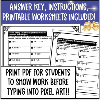 Rational Numbers Operations Digital Pixel Art BUNDLE Winter Math — preview page 4 of 4