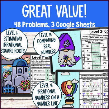 Approximate & Compare Irrational Numbers Pixel Art Google Sheets — preview page 2 of 4