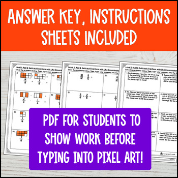 Adding and Subtracting Fractions w Like Denominators Digital Pixel Art Halloween — preview page 4 of 4