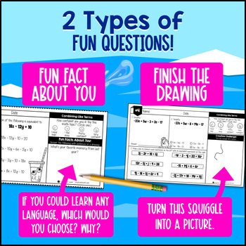Expressions Combining Like Terms Distributive Property 7th Grade Math Warm Ups — preview page 3 of 4