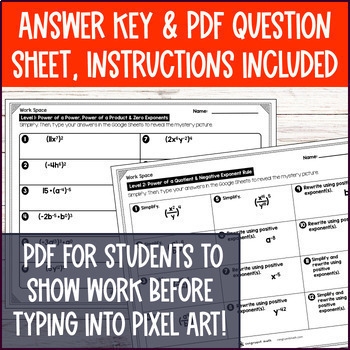 Negative, Zero, Power of Power Digital Pixel Art Laws of Exponents Properties — preview page 4 of 4