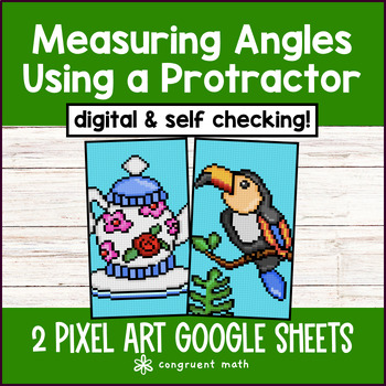 Thumbnail for Measuring Angles with Protractor 4th Grade Digital Pixel Art Acute Obtuse Right