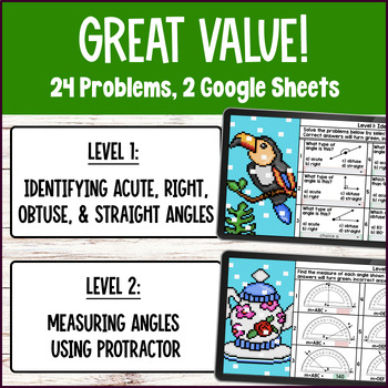 Measuring Angles with Protractor 4th Grade Digital Pixel Art Acute Obtuse Right — preview page 2 of 4
