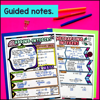 Adding and Subtracting Integers Guided Notes & Doodles — preview page 2 of 4