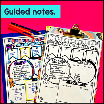 Solving & Graphing Two Step Inequalities Guided Notes with Doodles Sketch Notes — preview page 2 of 4