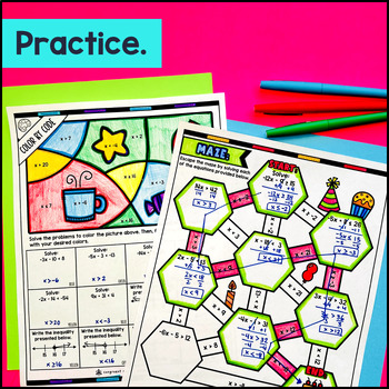 Solving & Graphing Two Step Inequalities Guided Notes with Doodles Sketch Notes — preview page 3 of 4