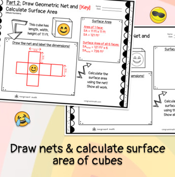 Surface Area of 3D Shape Nets Math Project — preview page 2 of 4