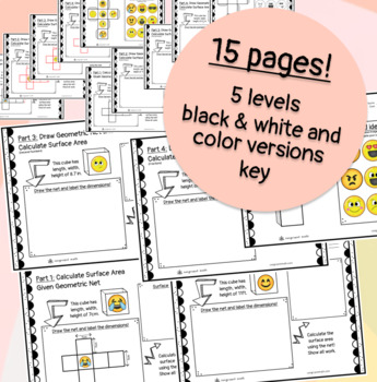Surface Area of 3D Shape Nets Math Project — preview page 4 of 4