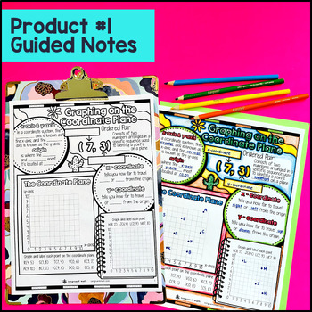 Coordinate Plane Quadrant 1 Graphing Guided Notes & Pixel Art — preview page 2 of 4