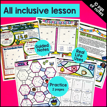 Coordinate Plane Quadrant 1 Graphing Guided Notes & Pixel Art — preview page 3 of 4