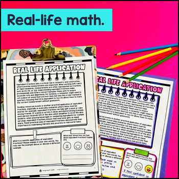 Equivalent Fractions Visual Fraction Model Guided Notes with Doodles 4th Grade — preview page 4 of 4