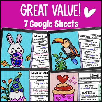 Measures of Center and Variability Digital Pixel Art BUNDLE — preview page 2 of 4