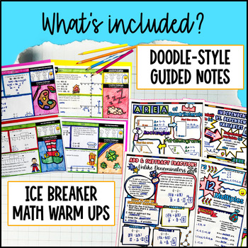 6th Grade Math Curriculum CCSS Notes, Warm Ups, Pixel Art, Worksheets, Projects — preview page 3 of 4