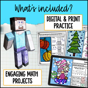 6th Grade Math Curriculum CCSS Notes, Warm Ups, Pixel Art, Worksheets, Projects — preview page 4 of 4