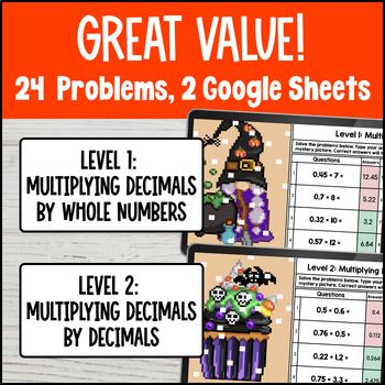 [Fall] Multiplying Decimals by Whole Numbers and Decimals Digital Pixel Art — preview page 2 of 4