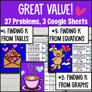Constant of Proportionality Pixel Art Tables, Graphs, Equations Valentine's Day — preview page 2 of 4