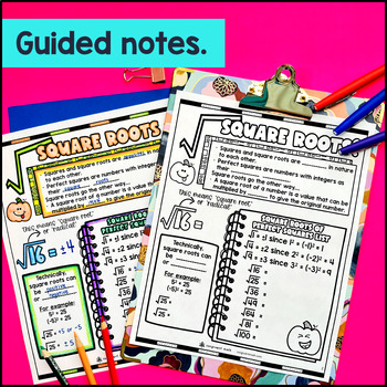 Perfect Squares and Square Roots Guided Notes & Doodles — preview page 2 of 4