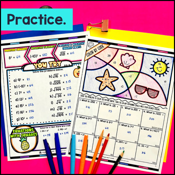 Perfect Squares and Square Roots Guided Notes & Doodles — preview page 3 of 4