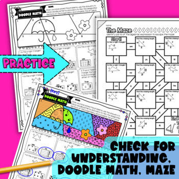 The Pythagorean Theorem Guided Notes with Doodles Legs Hypotenuse Right Triangle — preview page 3 of 4