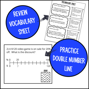 Percents with Double Number Line — preview page 3 of 4