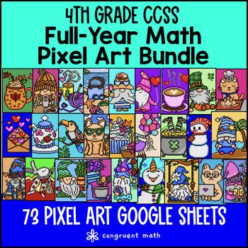 Thumbnail for *4th Grade Math Full Year Digital Pixel Art BUNDLE | Google Sheets | Sub Plans