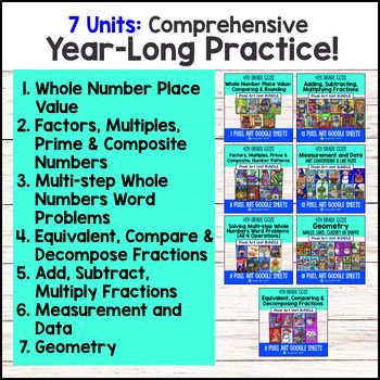 *4th Grade Math Full Year Digital Pixel Art BUNDLE — preview page 2 of 4