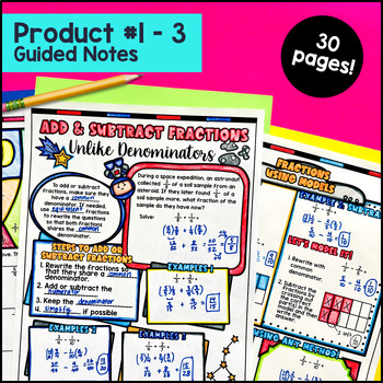Fractions Operations Guided Notes Pixel Art Google Sheets Digital & Print Lesson — preview page 2 of 4