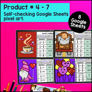 Fractions Operations Guided Notes Pixel Art Google Sheets Digital & Print Lesson — preview page 4 of 4