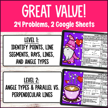 Lines Rays Line Segment Angles Parallel Perpendicular 4th Grade Pixel Art — preview page 2 of 4