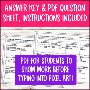 Lines Rays Line Segment Angles Parallel Perpendicular 4th Grade Pixel Art — preview page 4 of 4