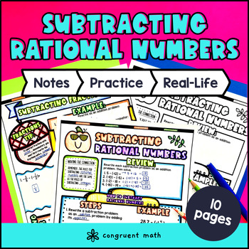 Subtracting Rational Numbers Guided Notes & Doodles