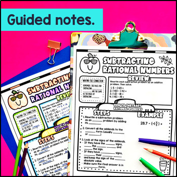 Subtracting Rational Numbers Guided Notes & Doodles — preview page 2 of 4