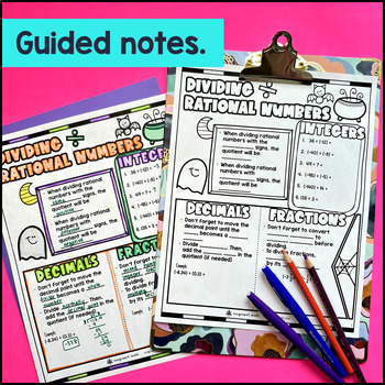 Dividing Rational Numbers Fractions Decimals Guided Notes Sketch & Doodles — preview page 2 of 4