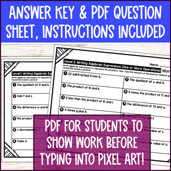 Writing Algebraic Expressions Digital Pixel Art — preview page 4 of 4