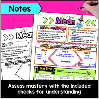 Mean Median Mode Guided Notes & Doodles — preview page 2 of 4