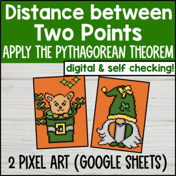 Distance on the Coordinate Plane Digital Pixel Art Applying Pythagorean Theorem