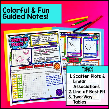 Statistics Scatter Plots Two Way Tables Guided Notes Unit Bundle 8th Grade CCSS — preview page 2 of 4