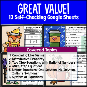 Linear Equations & Systems of Equations Pixel Art Unit BUNDLE — preview page 2 of 4